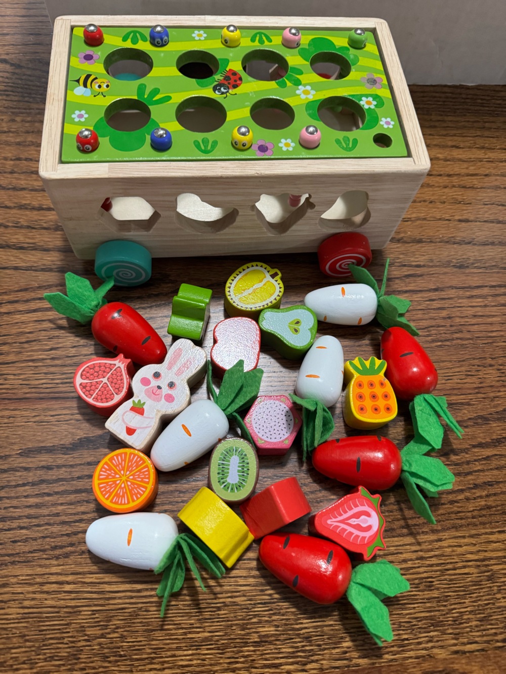 Wooden sorter sorting Fruit & Vegetable Toy Playset for Kids - Multicolor